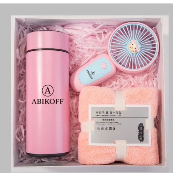 Other - Pink ABIKOFF Gift Set with Thermos and Fan